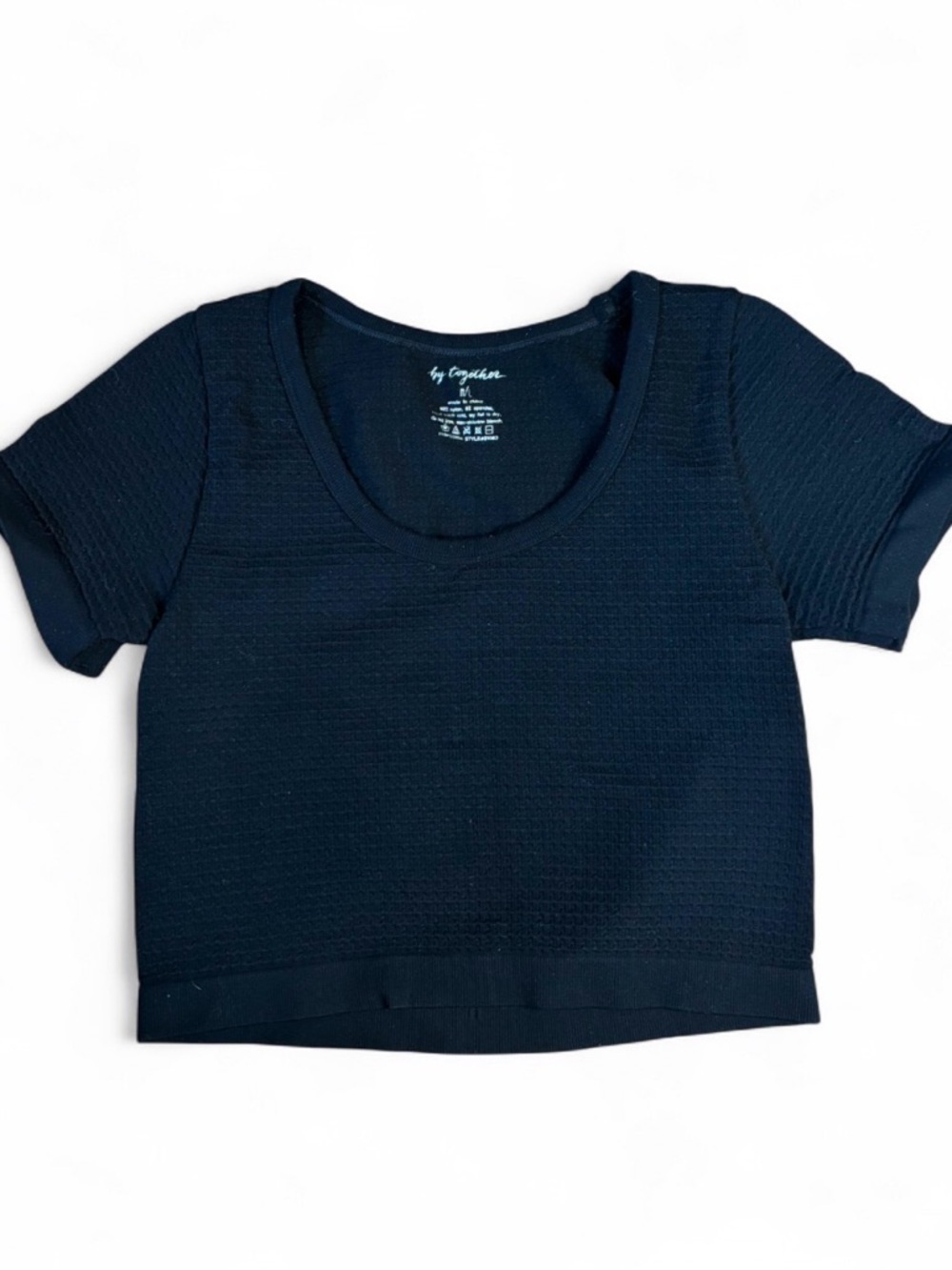 By Together Women’s  Black Textured Scoop Crop Top